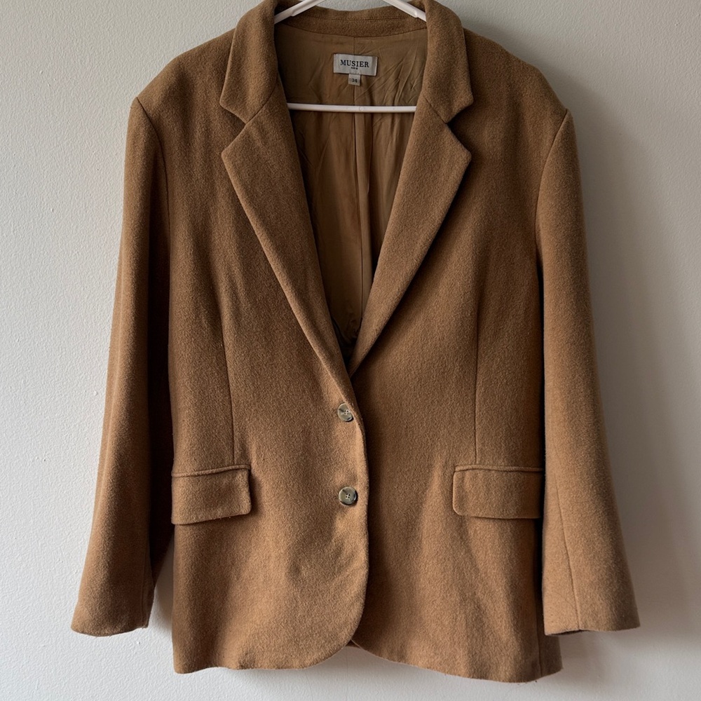 MUSIER Paris oversized wool blazer in camel